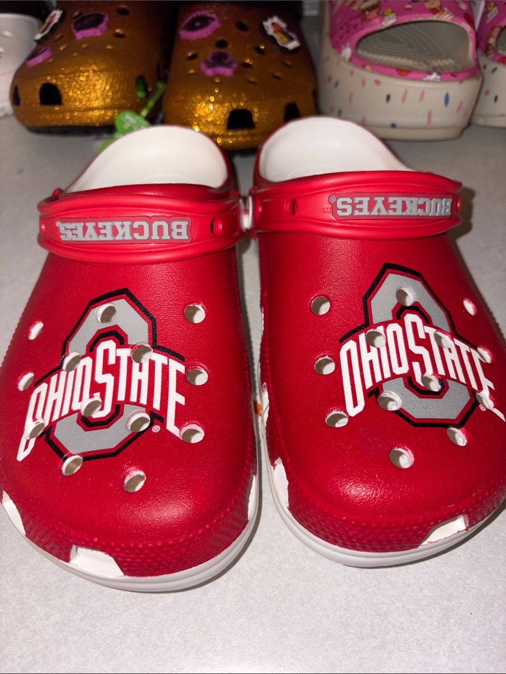 CROCS Ohio State Red Logo Clog Mules